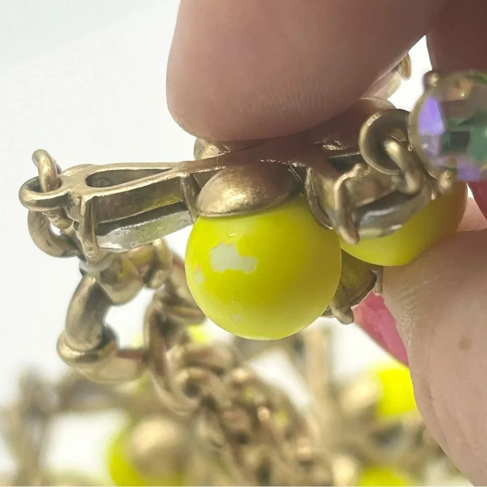 J. Crew Small Pop Neon Yellow Jeweled Necklace